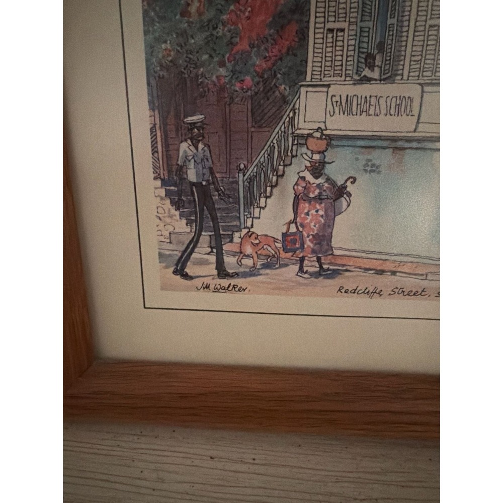 Jill Walker Antigua St Michaels School Redcliffe Street Framed Caribbean Art - Picture 2 of 7